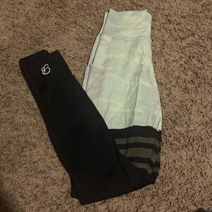 Black and Light Green Leggings Bombshell Sportswear xs